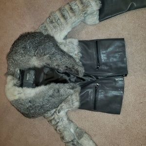 Rabbit and real leather jacket from italy